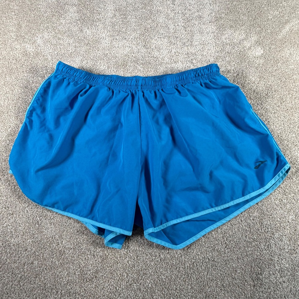 Brooks Running Shorts Womens Small Blue Elastic Waist Zipper‎ Pocket Athletic